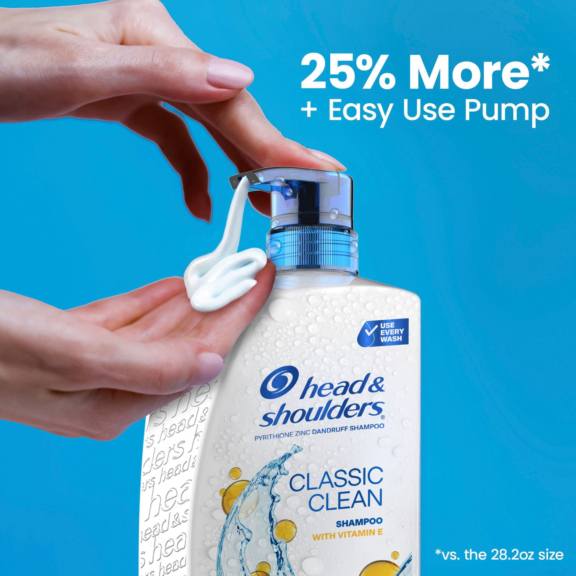 Head & Shoulders Classic Clean Anti-Dandruff Shampoo, Vitamin E, Flake Protection & Itch Relief, 38.8 fl. oz.