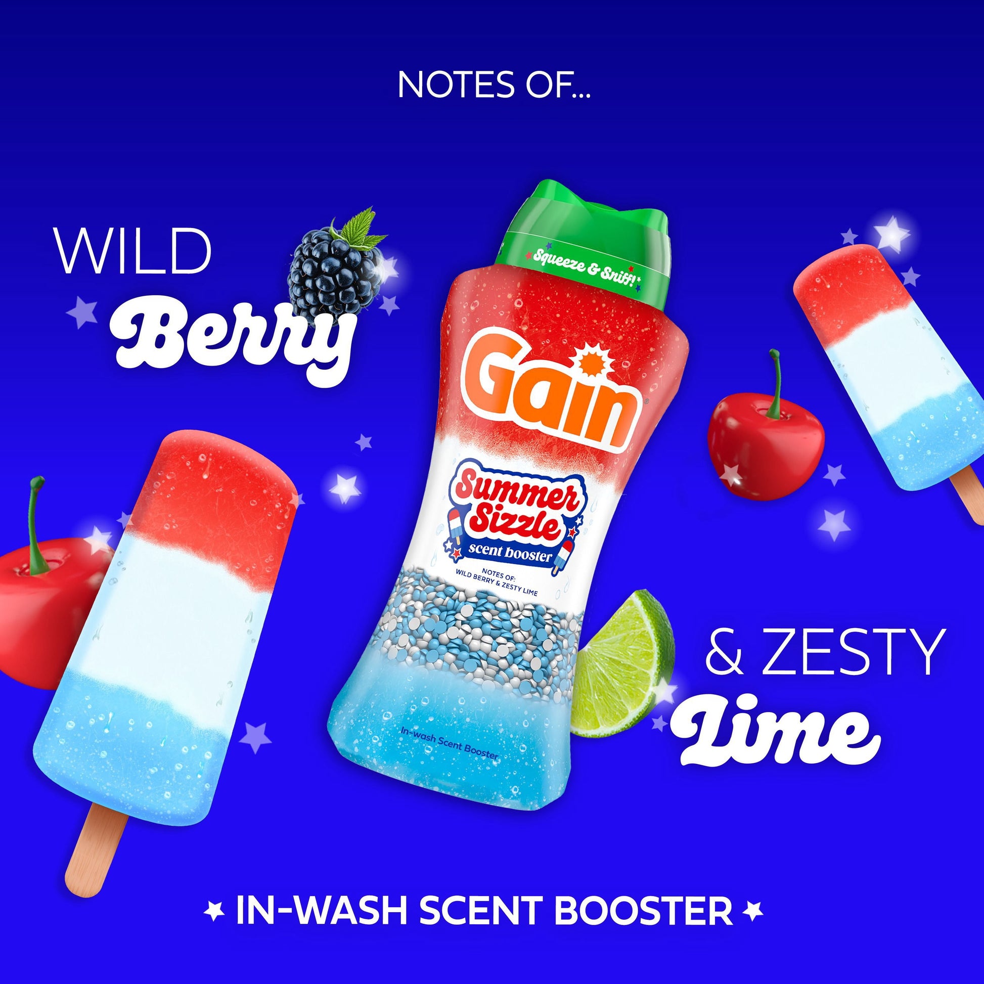 Gain Summer Sizzle In-Wash Laundry Scent Booster Beads, Wild Berry & Zesty Lime Scent, 26.3 oz.