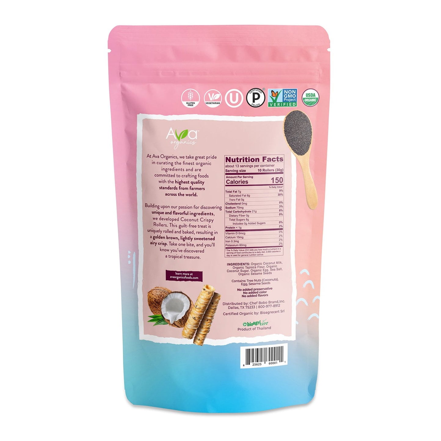 Ava Organics Coconut Crispy Rollers, 14.1 oz.