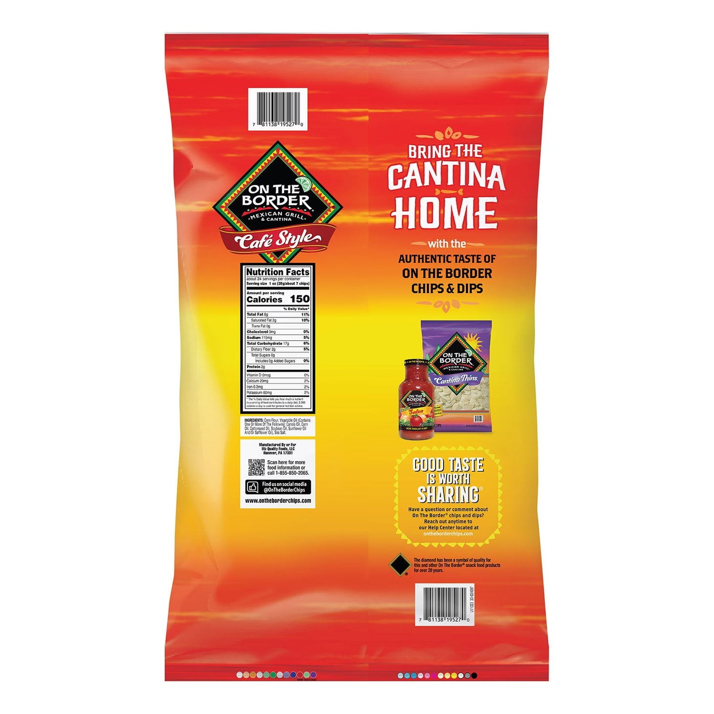 On The Border Cafe Tortilla Chips, 23.5 oz.
