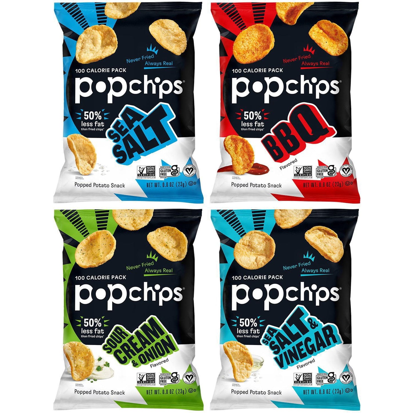 Popchips Variety Pack Chips, 0.8 oz., 30 pk.