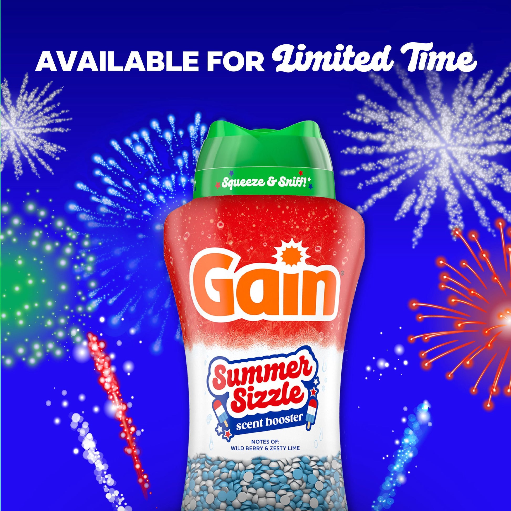 Gain Summer Sizzle In-Wash Laundry Scent Booster Beads, Wild Berry & Zesty Lime Scent, 26.3 oz.