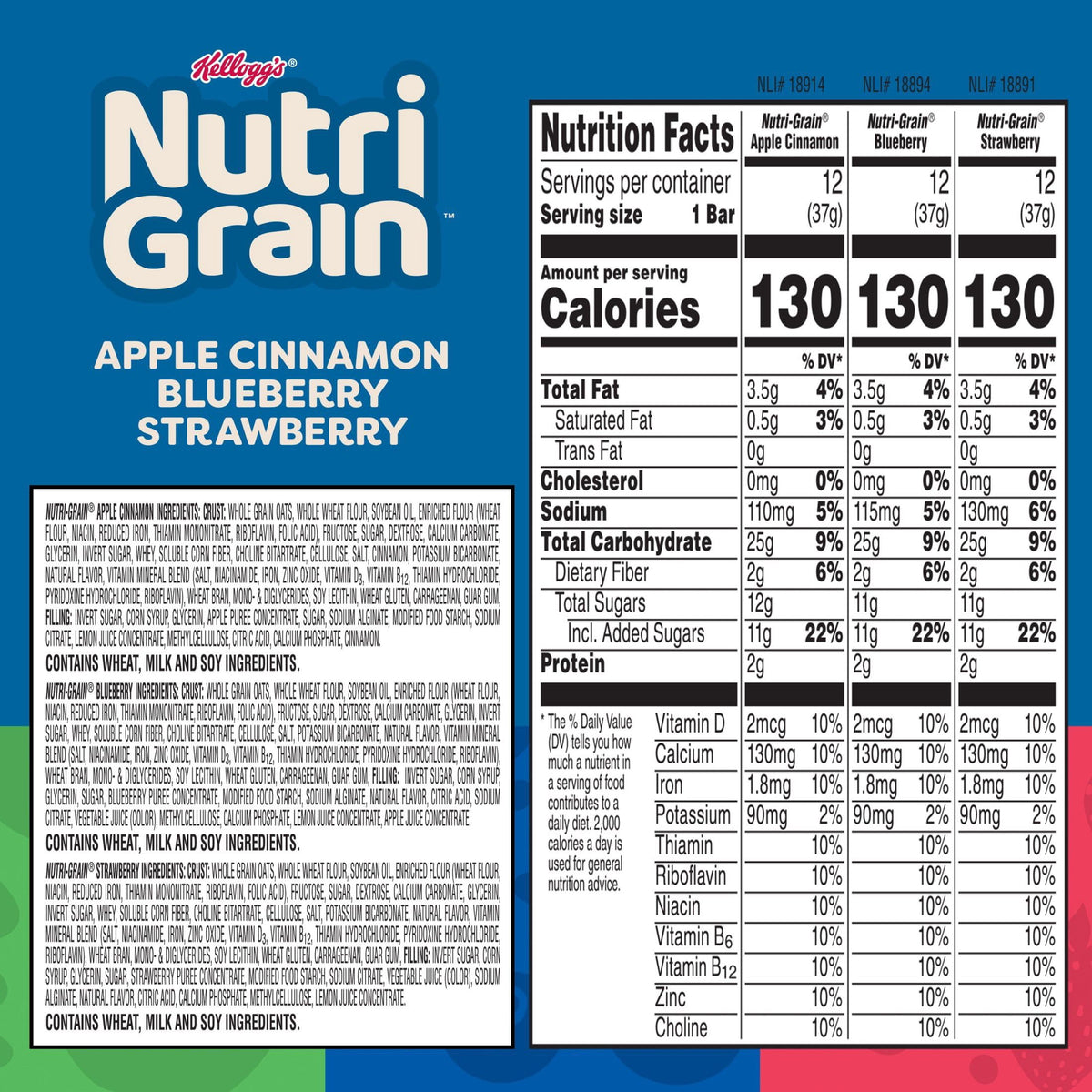 Nutri-Grain Breakfast Bars Variety Pack, 1.3 oz., 36 pk.