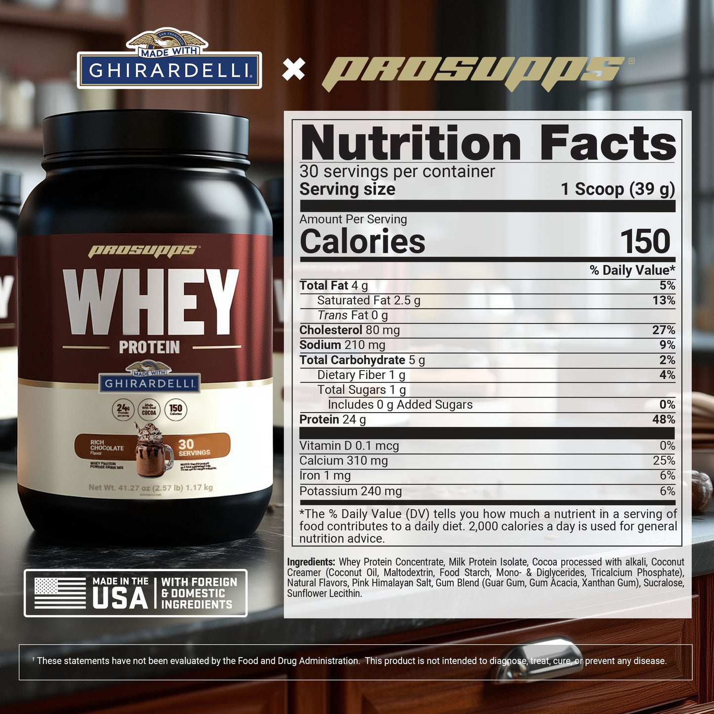 ProSupps Ghirardelli Whey Protein Powder Drink Mix, 2.58 lbs.