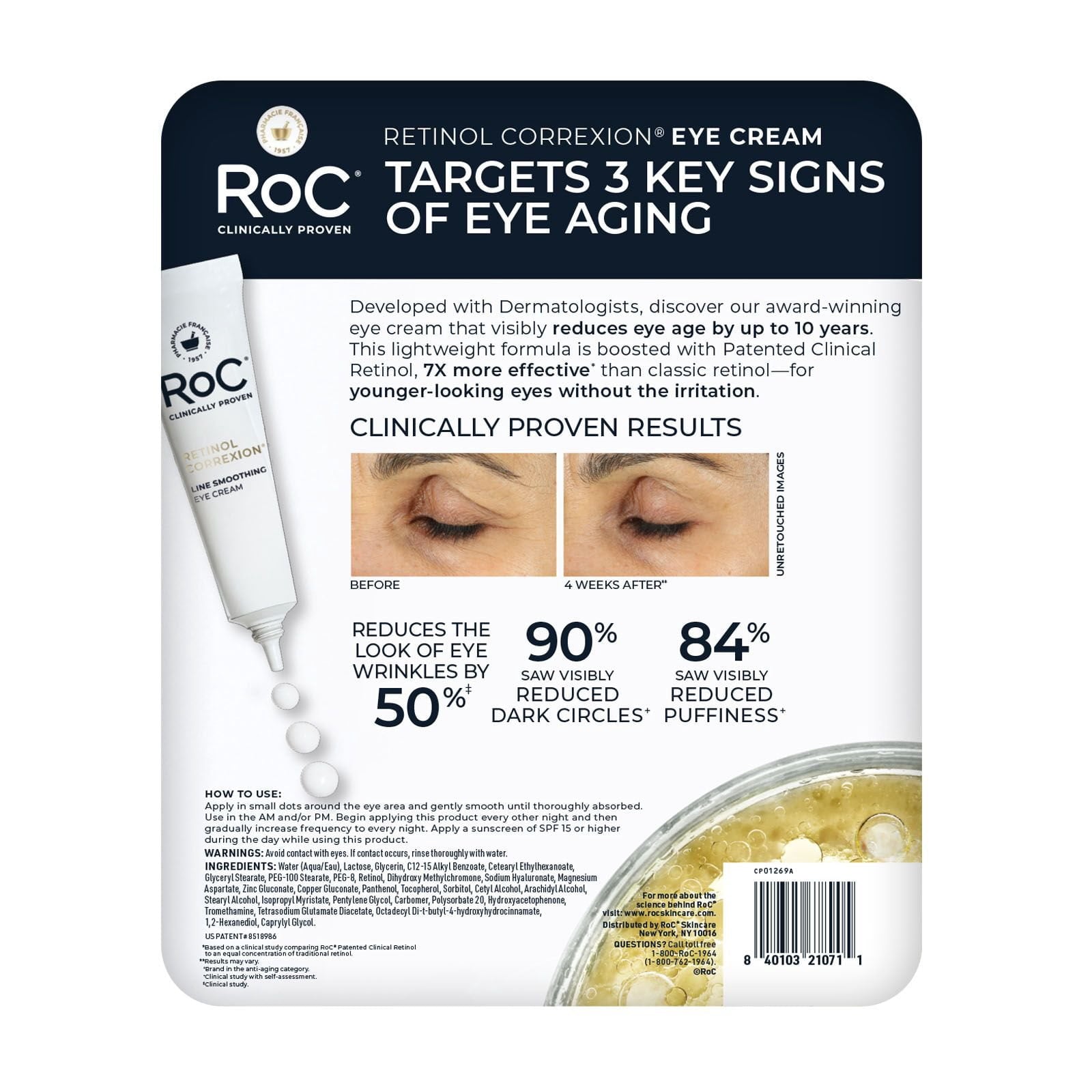 RoC Retinol Correxion Line Smoothing Eye Cream, 0.5 fl. oz., 2 pk.