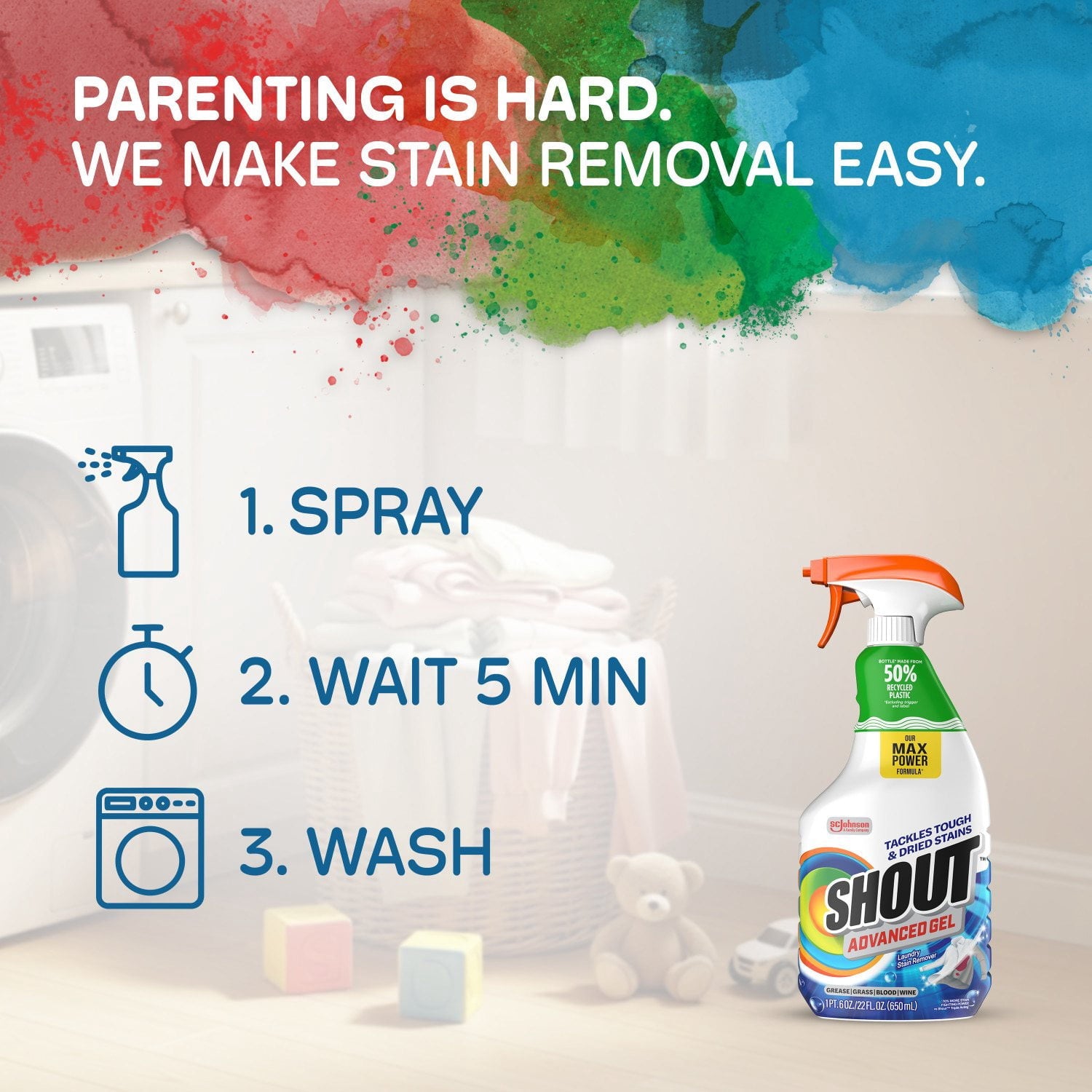Shout Advanced Action Gel Laundry Stain Remover, 22 oz. Trigger & 60 oz. refill