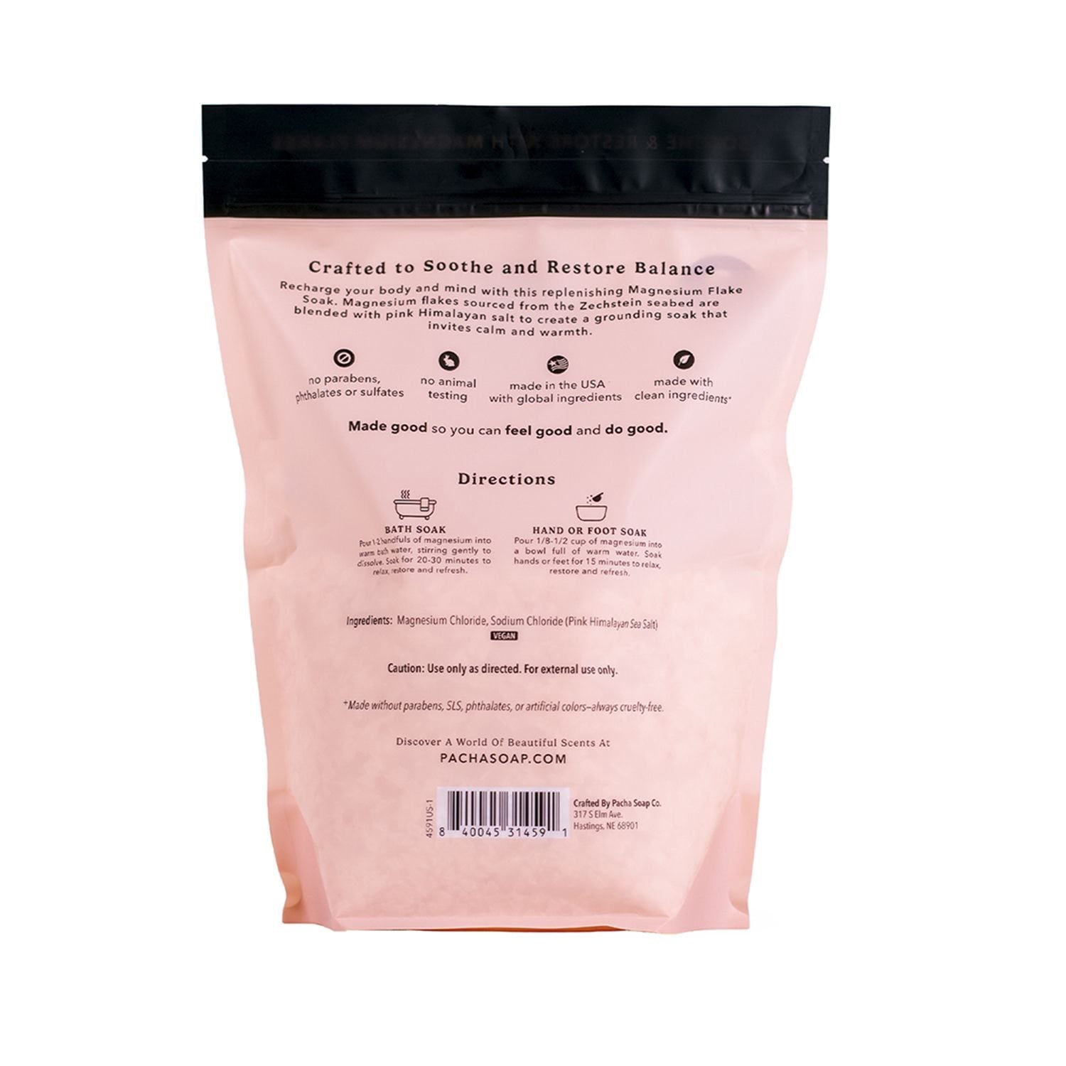 Pacha Soap Co, Pink Himalayan Magnesium, Salt Soak, 48 oz.
