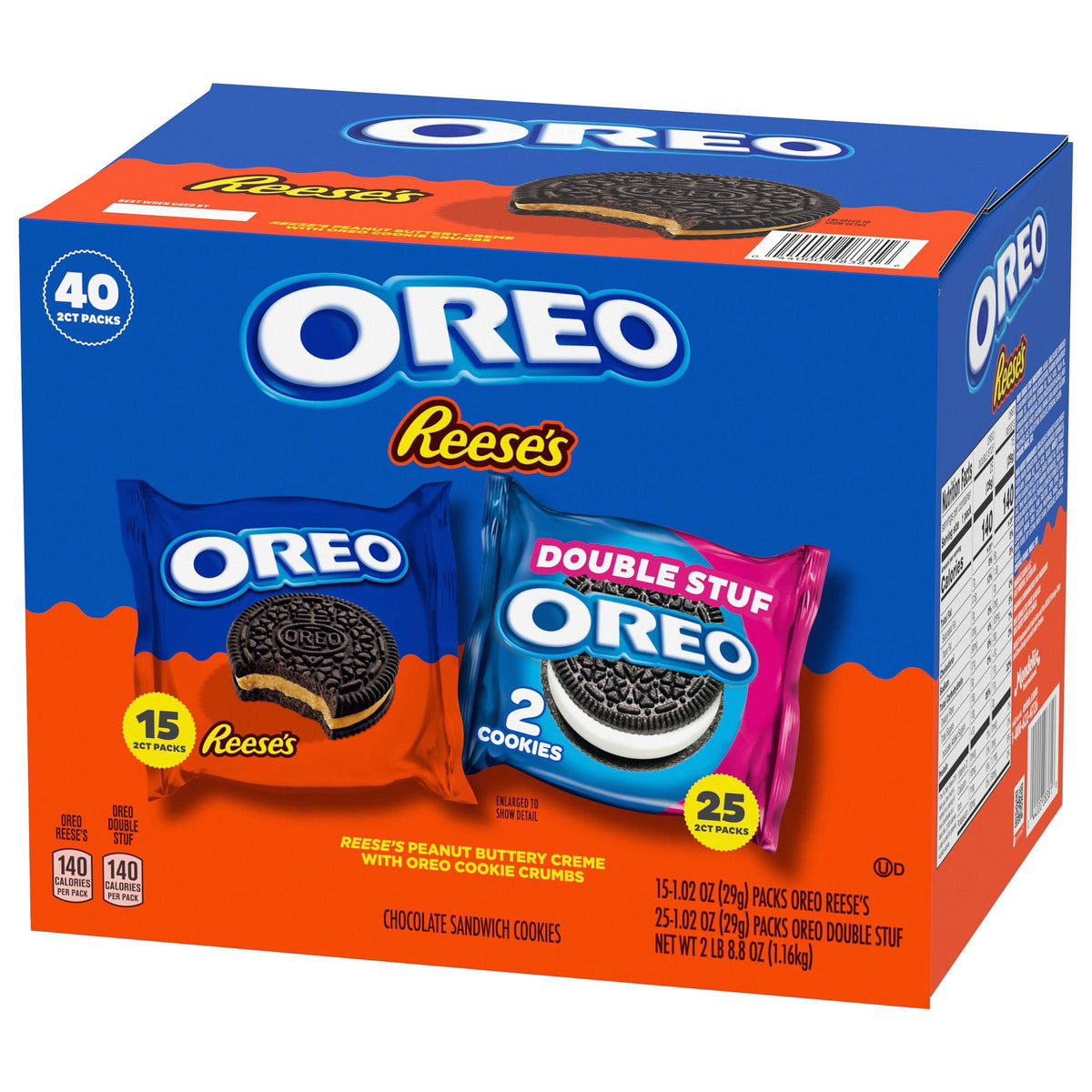 OREO REESE'S Peanut Buttery Creme & OREO Double Stuf Cookies Variety Pack, 1.02 oz., 40 pk.