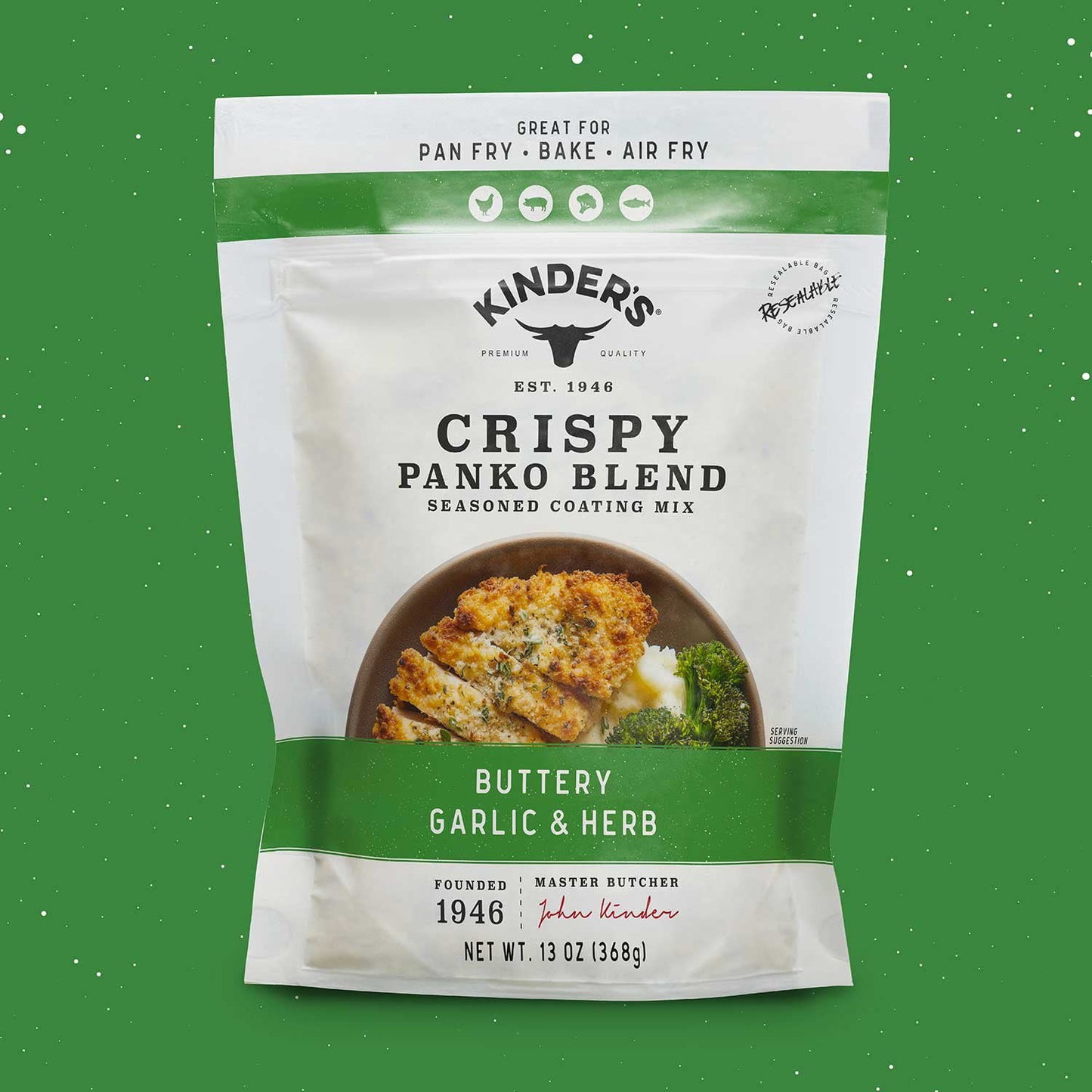 Kinder’s Crispy Panko Blend, Buttery Garlic & Herb Seasoned, 13 oz.