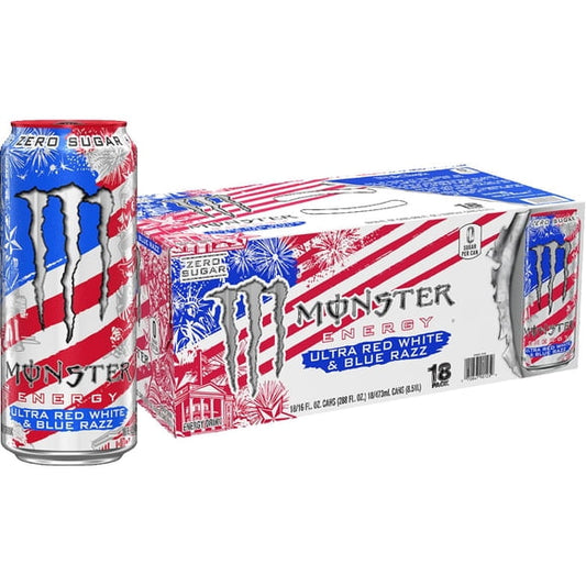 Monster Energy Ultra, Sugar Free Energy Drink, Red White & Blue Razz, 16 fl. oz., 18 pk.