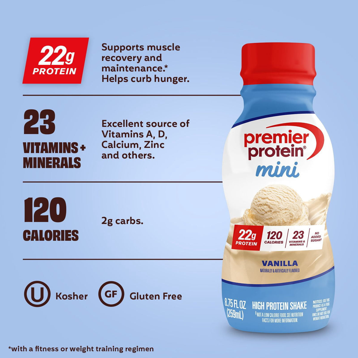 Premier Protein Mini Protein Shakes, Vanilla, 8.75 fl. oz., 12 pk.
