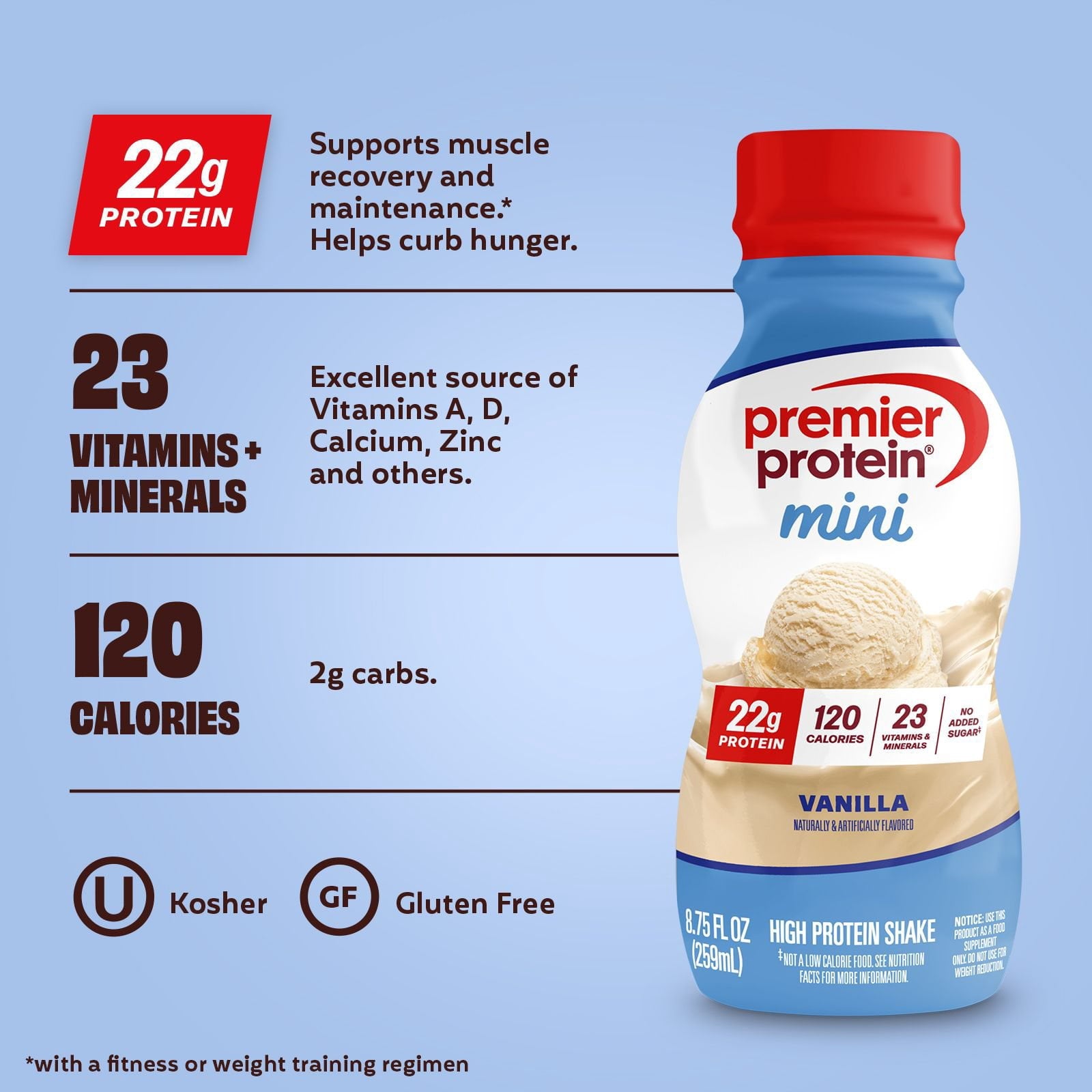Premier Protein Mini Protein Shakes, Vanilla, 8.75 fl. oz., 12 pk.