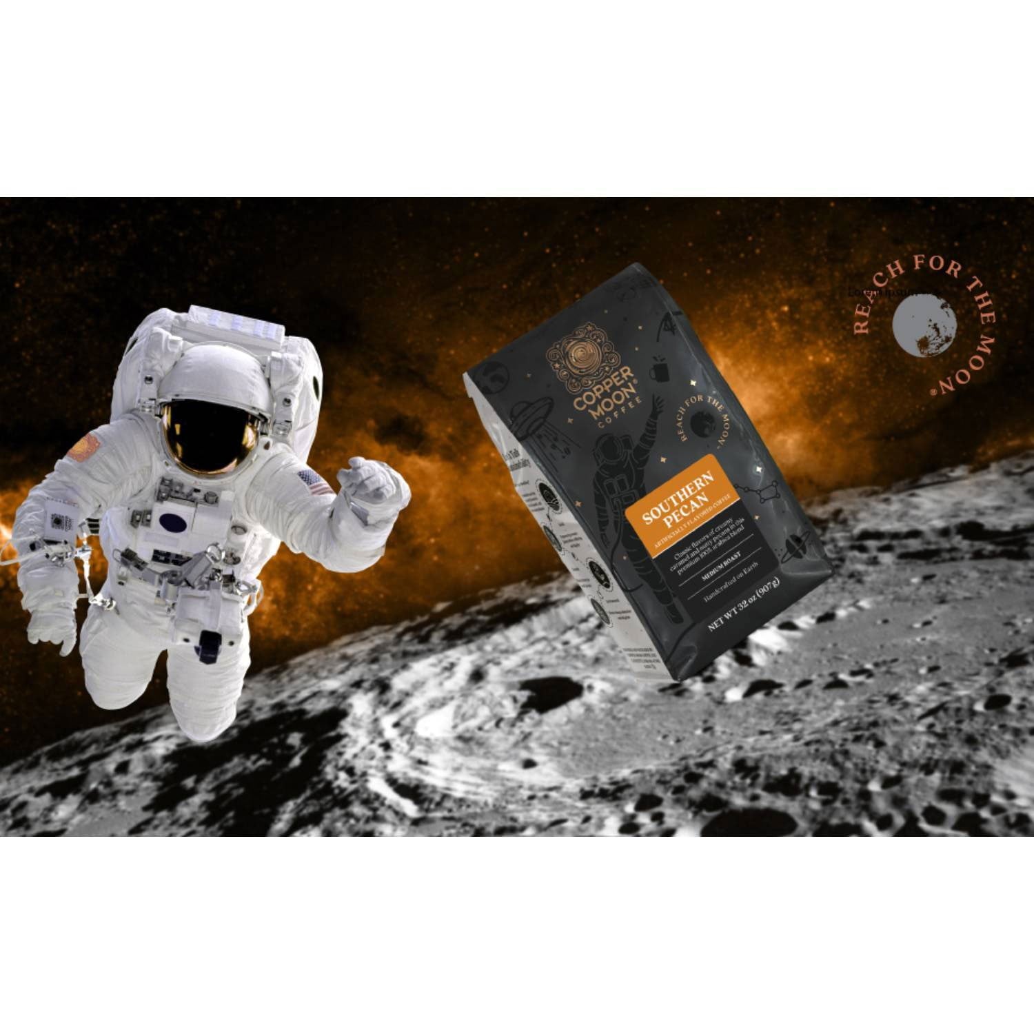 Copper Moon Coffee Medium Roast Whole Bean Coffee, Southern Pecan, 32 oz.