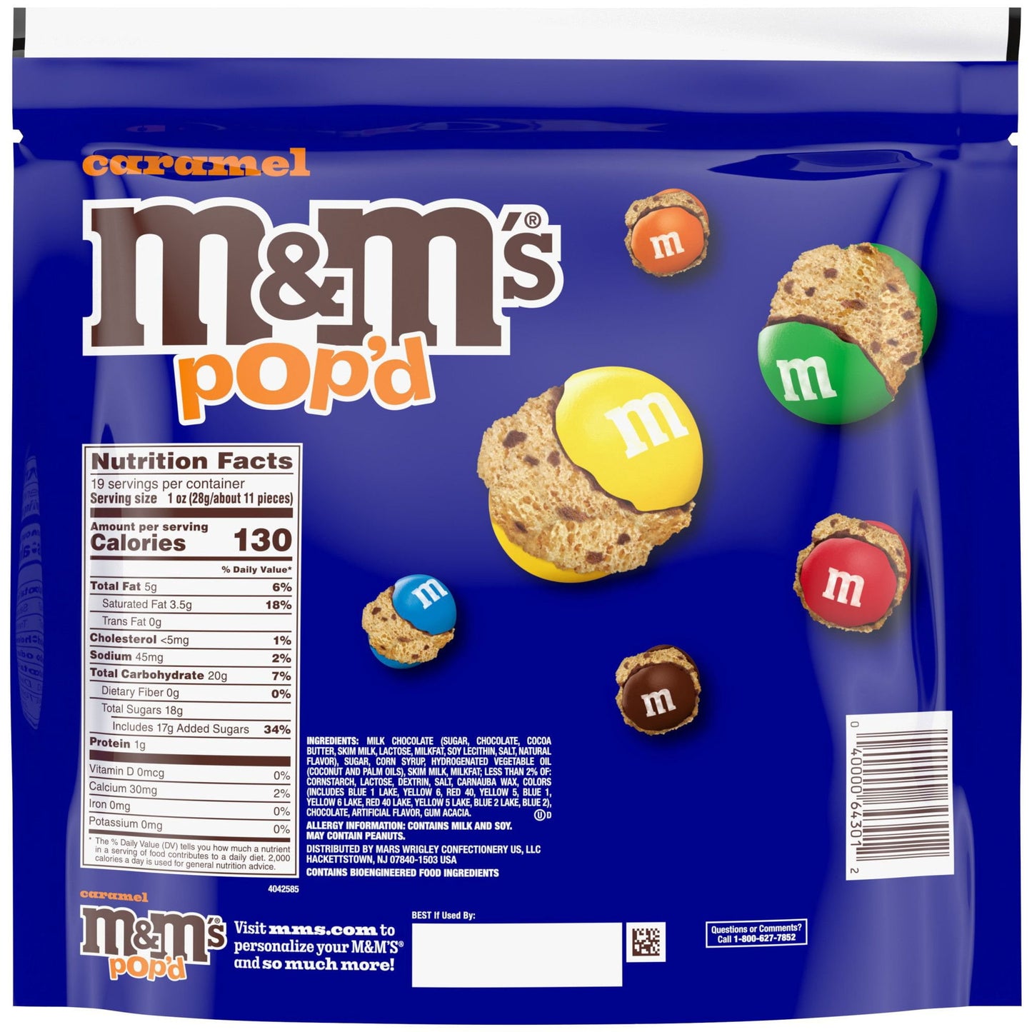 M&M'S Pop'd Caramel Chocolate Crunchy Candy, 19 oz.