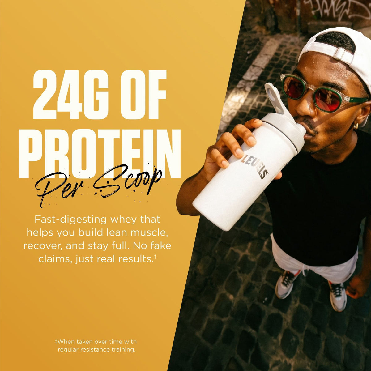 Levels 24g Grass Fed Whey Vanilla Bean Protein Powder, 2.2 lbs.