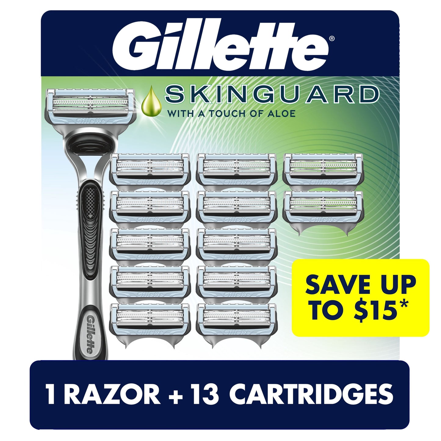 Gillette SkinGuard Men's Razor Handle + 13 Blade Cartridges