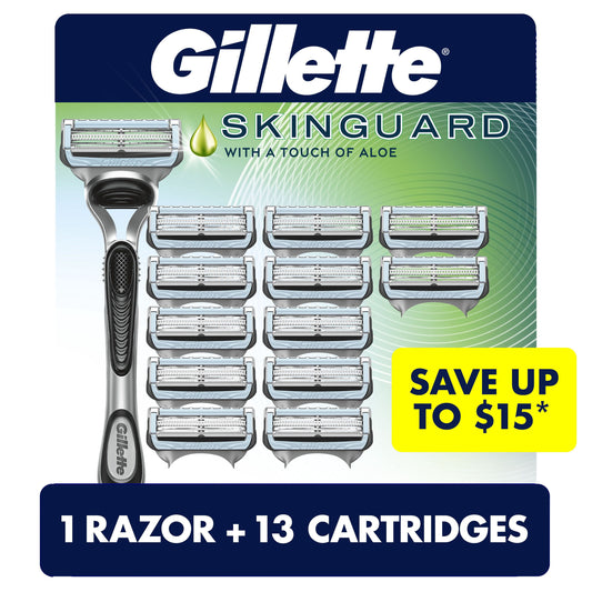 Gillette SkinGuard Men's Razor Handle + 13 Blade Cartridges