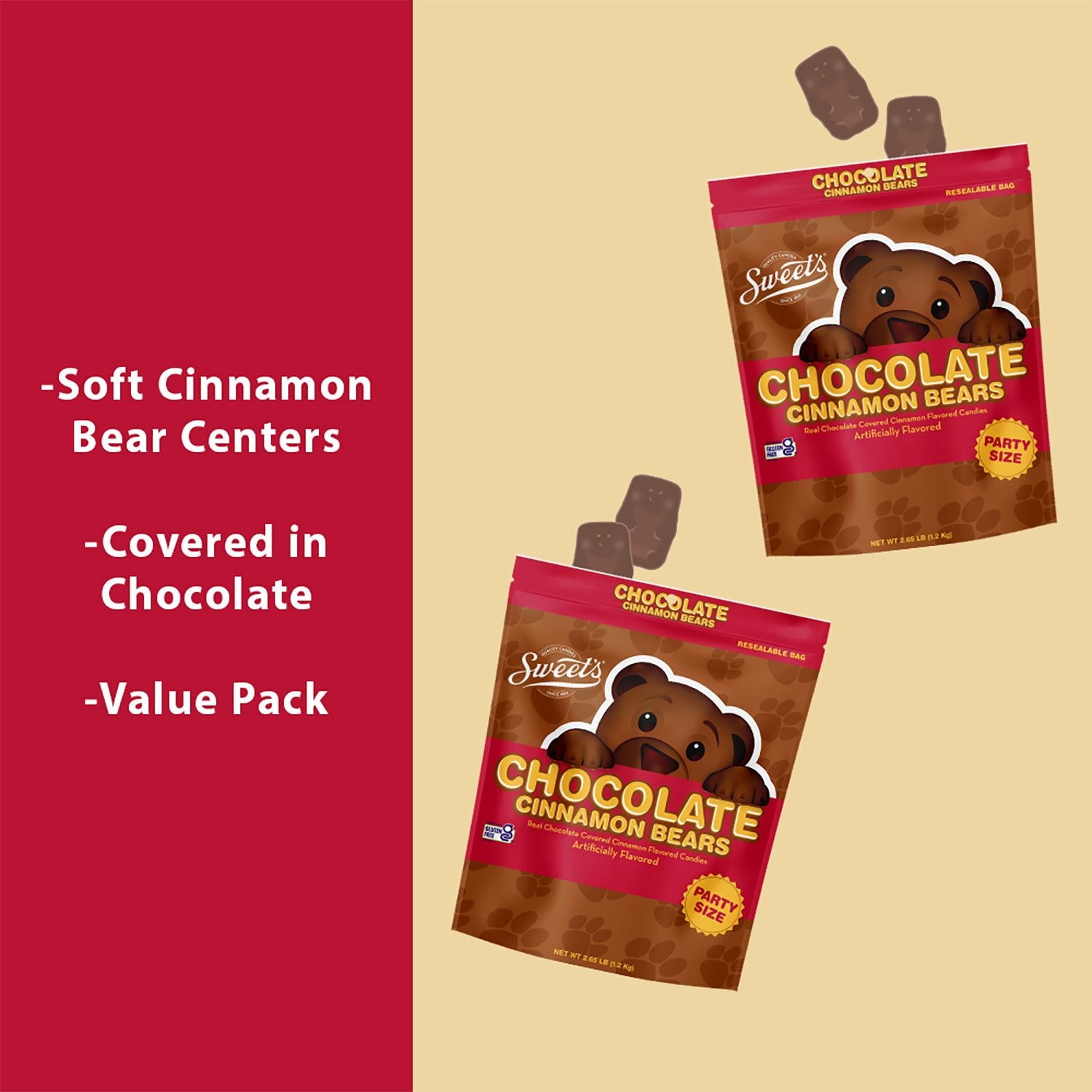 Sweet's Chocolate Cinnamon Bears, 2.65 lbs.