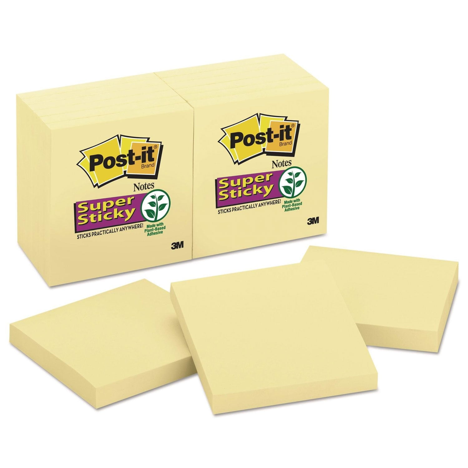 Post-it Notes Super Sticky - Canary Yellow Note Pads, 3 x 3, 90/Pad - 12 Pads/Pack