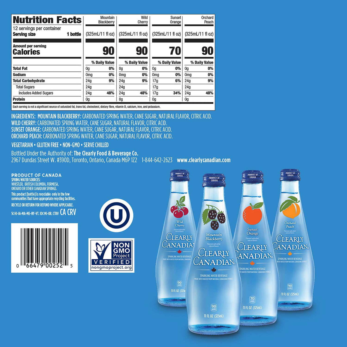 Clearly Canadian Sparkling Water Variety Pack, 11 fl. oz., 12 pk.