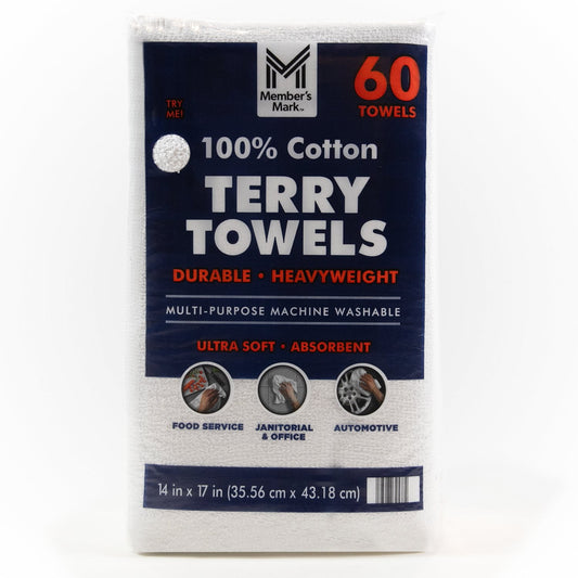Member's Mark 100% Cotton Terry Towels, 14" x 17", Multipack