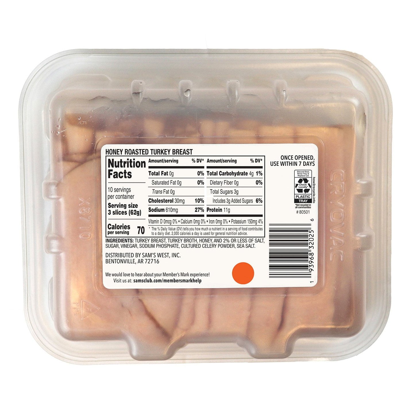 Member's Mark Honey Roasted Turkey Breast, Sliced, 1 lb. 6 oz.
