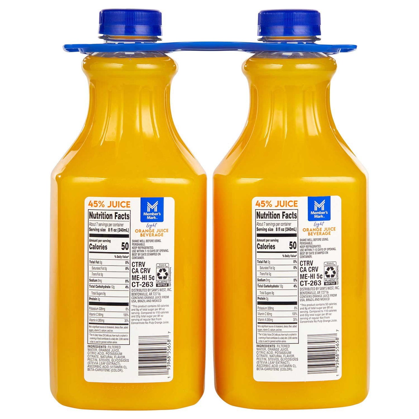 Member's Mark Light Orange Juice Beverage, 52 fl. oz., 2 pk.
