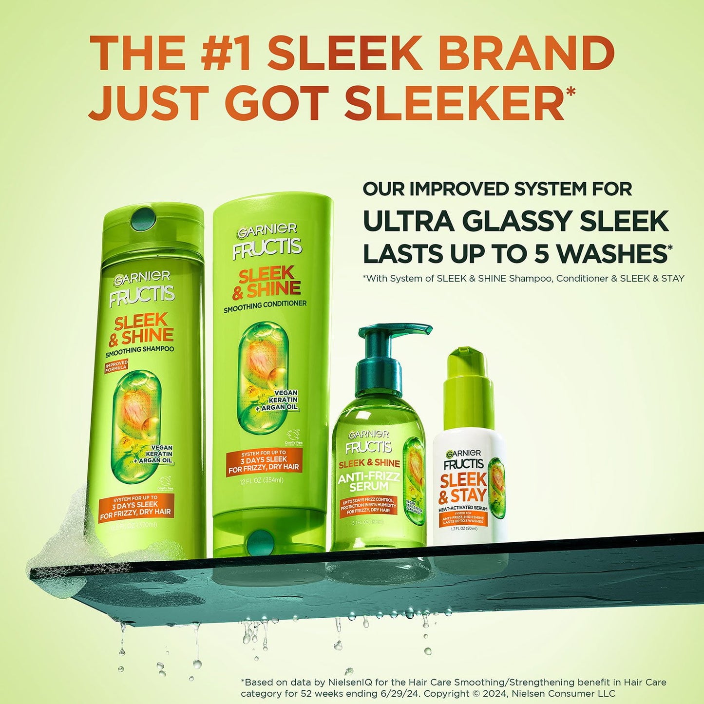 Garnier Fructis Sleek & Shine Shampoo & Conditioner, 40 fl. oz., 2 pk.