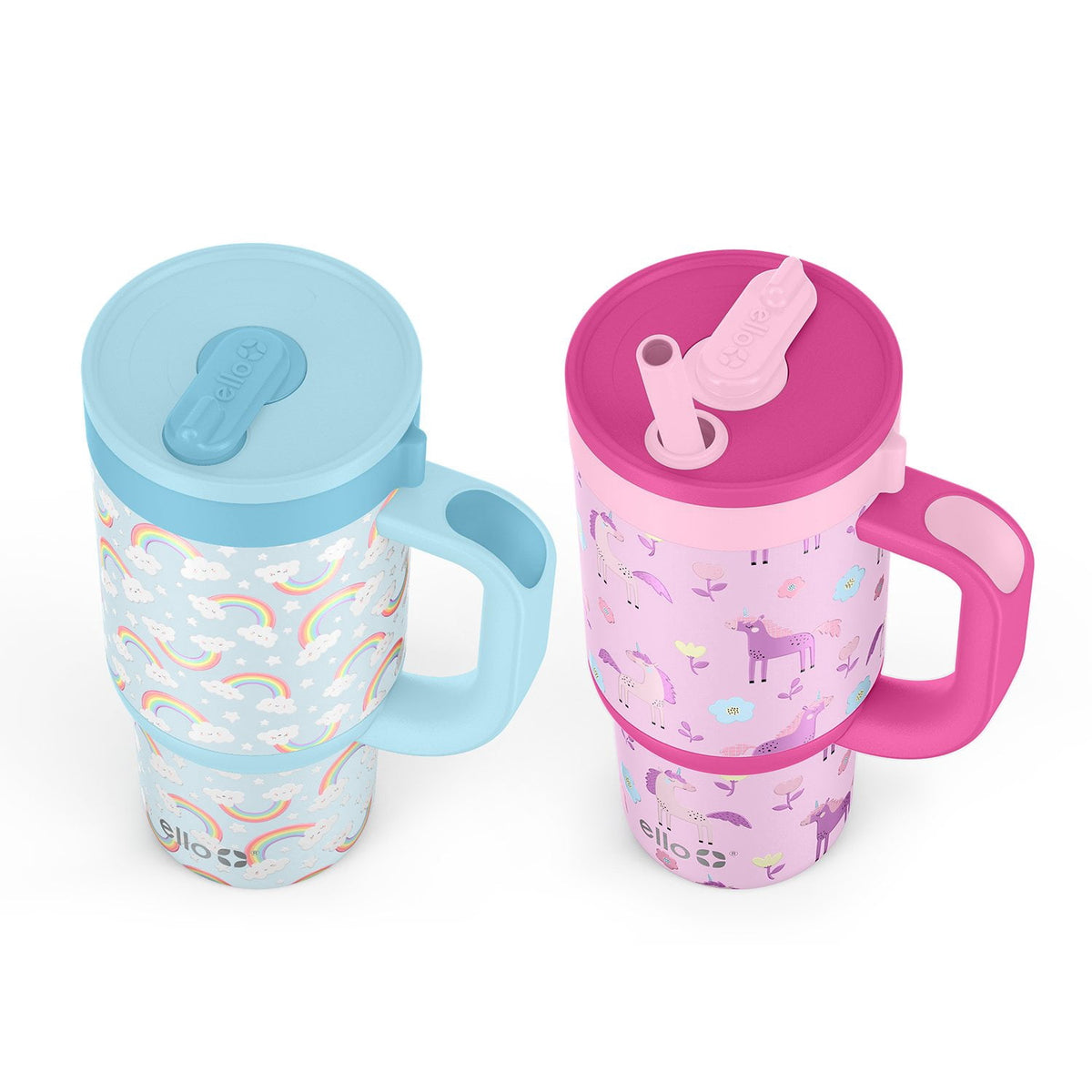 Ello Oasis 14oz Stainless Steel Kids Tumbler with Handle, 100% Leakproof, 2-Pack