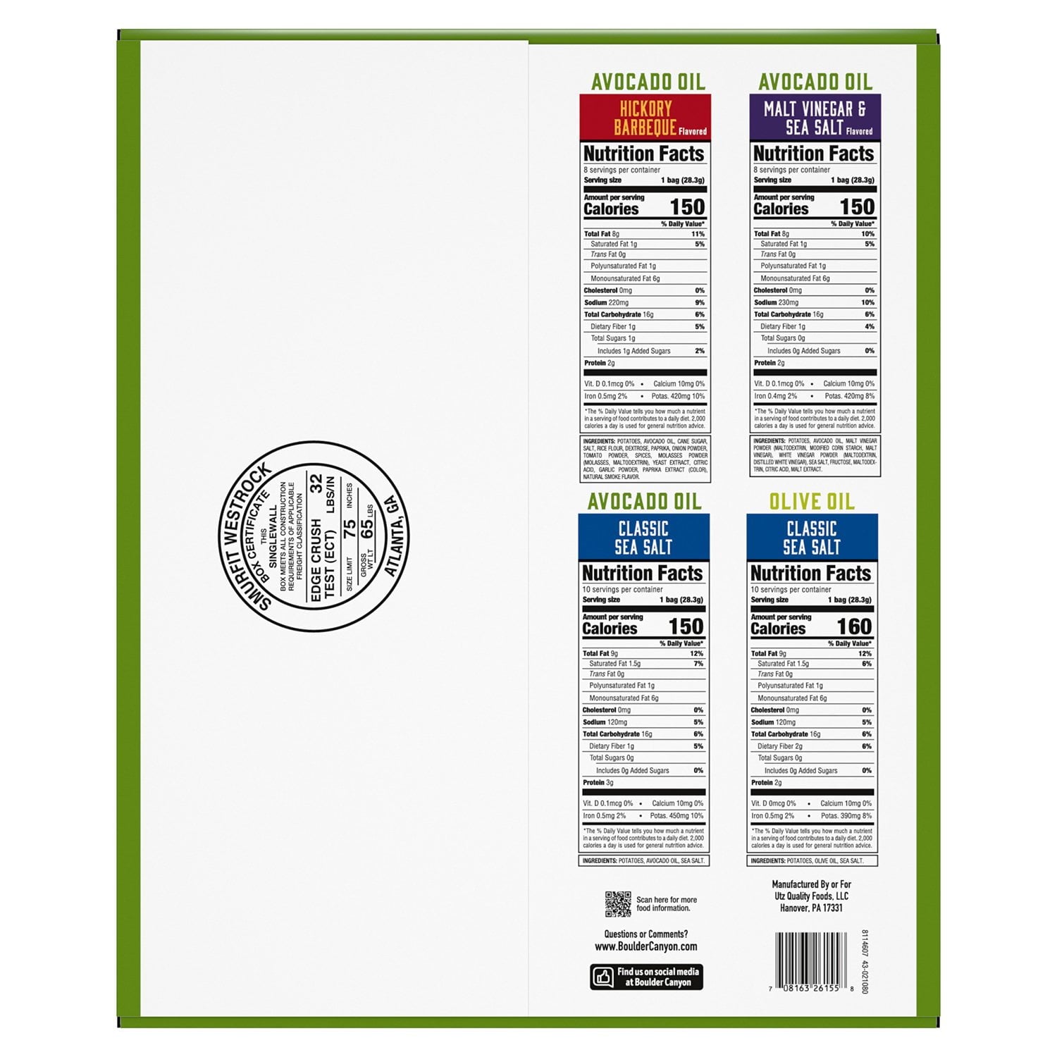 Boulder Canyon Kettle Style Variety Pack Potato Chips, 1 oz., 36 pk.