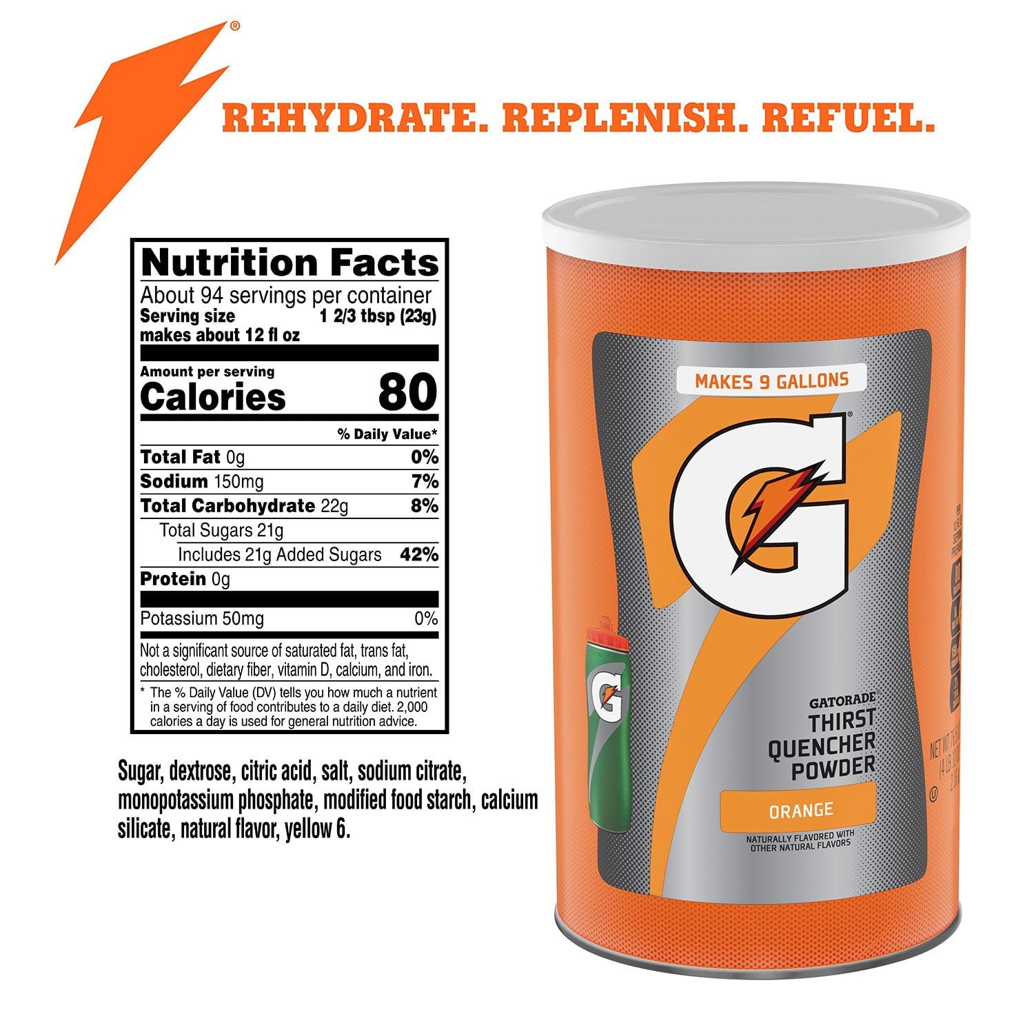 Gatorade Thirst Quencher Powder, Orange 76.5 oz.