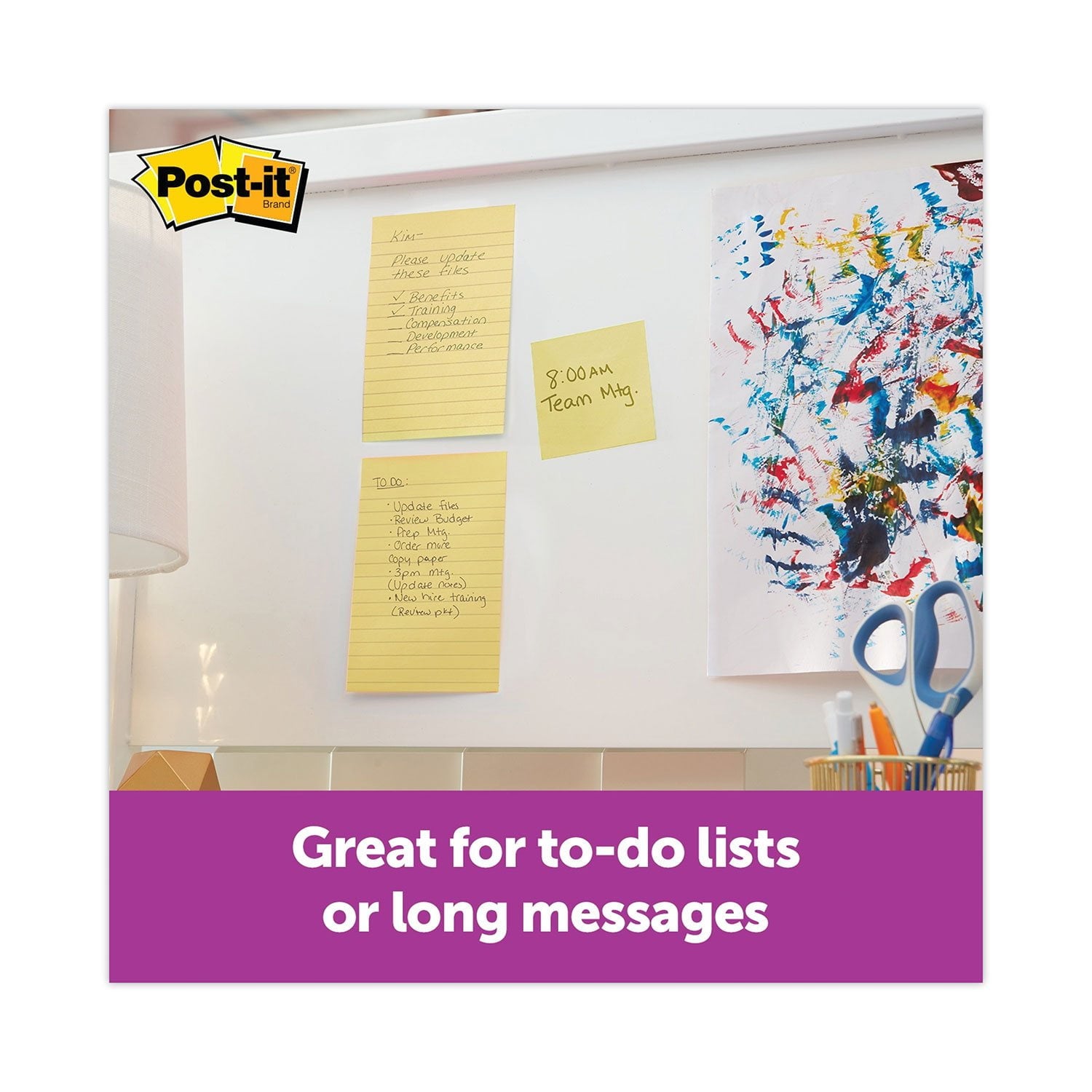 Post-it Notes Super Sticky - Canary Yellow Note Pads, 4 x 6, Lined, 90/Pad - 5 Pads/Pack