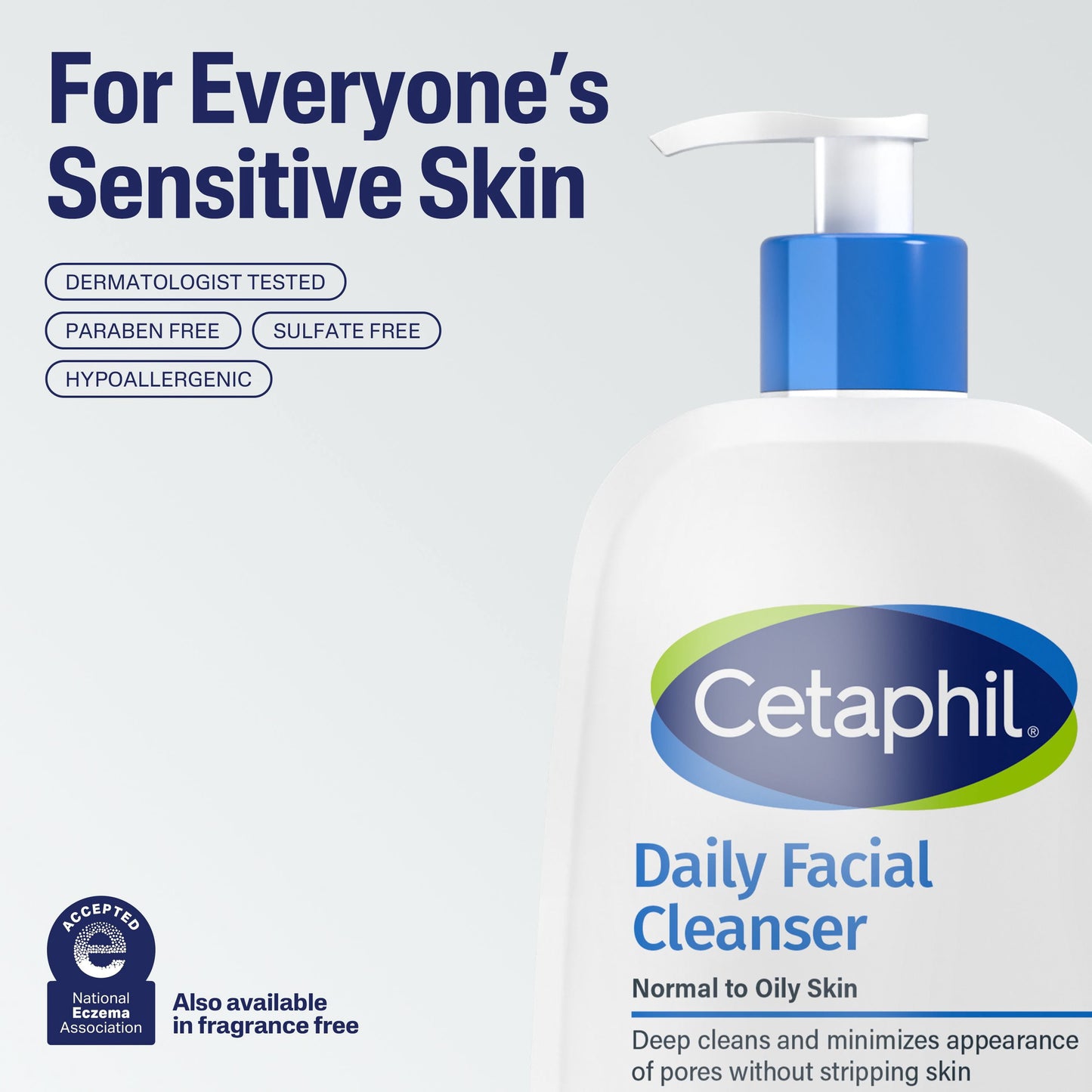Cetaphil Daily Facial Cleanser for Sensitive Skin, Combination to Oil Skin, (20 fl. oz., 2 pk.)