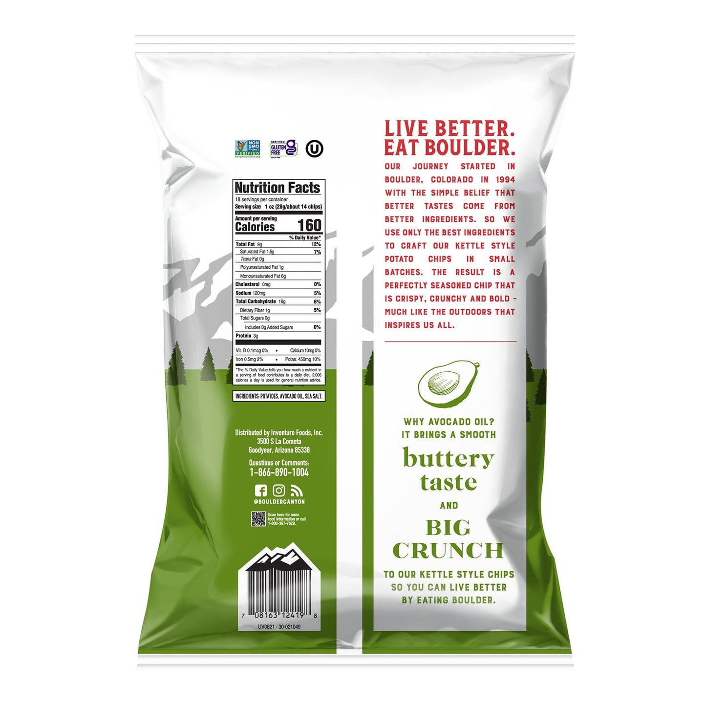 Boulder Canyon Avocado Oil Potato Chips, 18 oz.