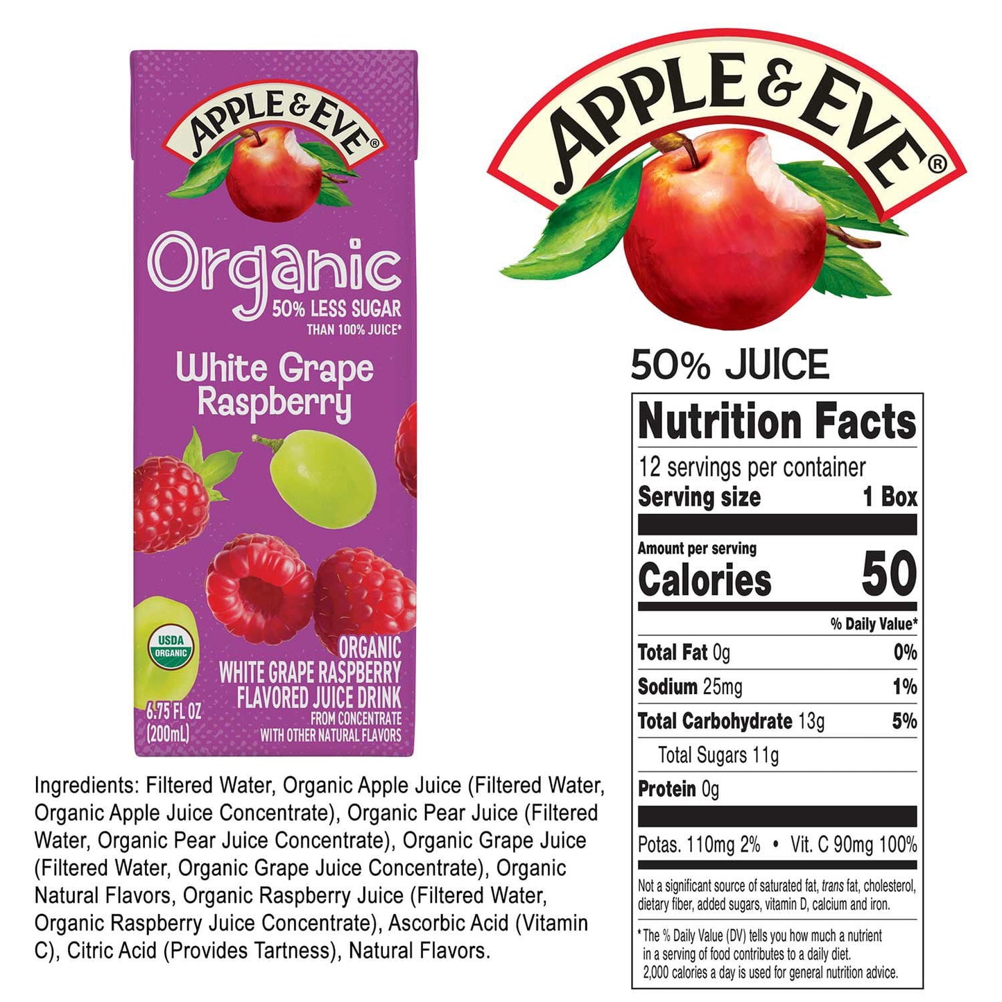 Apple & Eve Organic Reduced Sugar Variety Pack, 6.75 fl. oz., 36 pk.