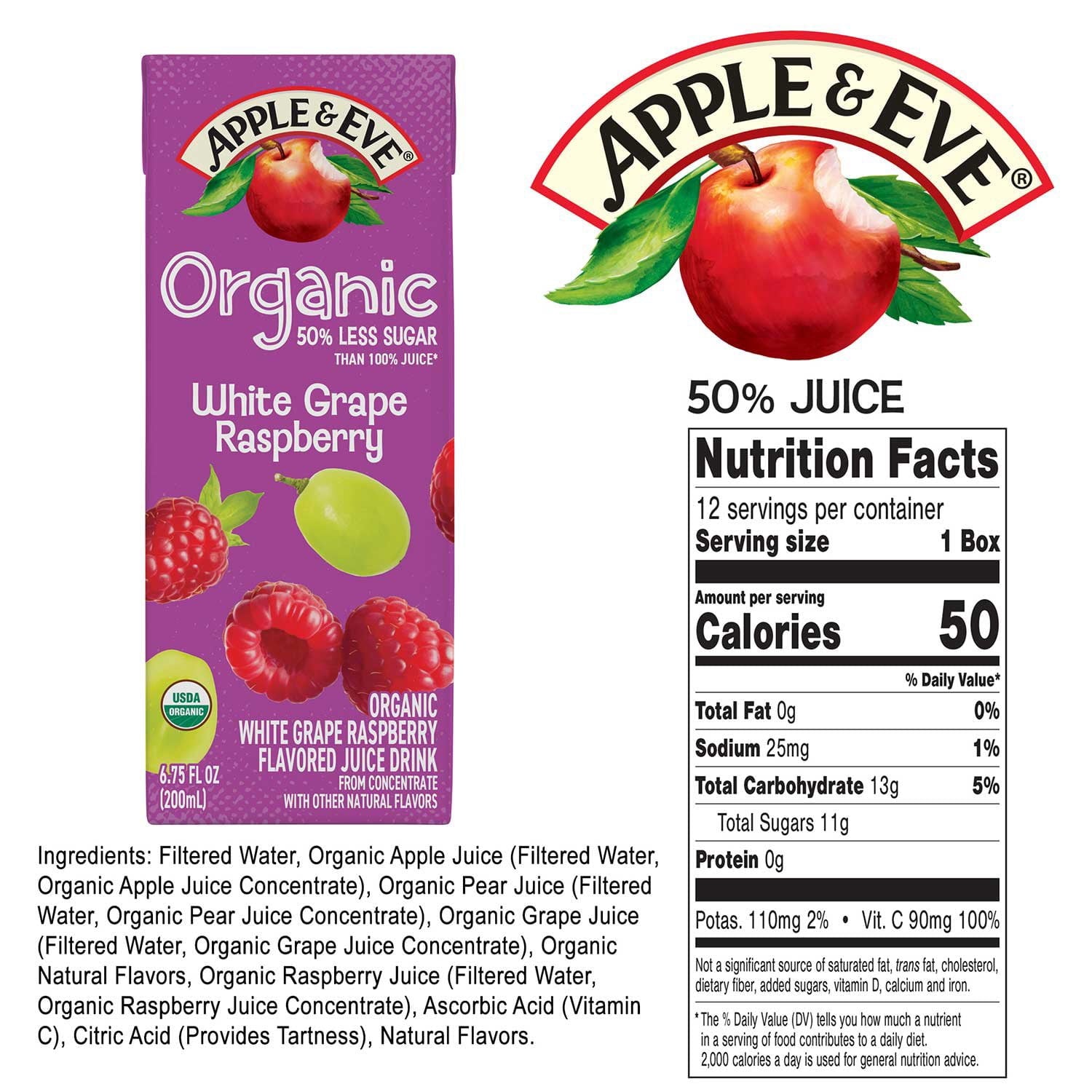 Apple & Eve Organic Reduced Sugar Variety Pack, 6.75 fl. oz., 36 pk.
