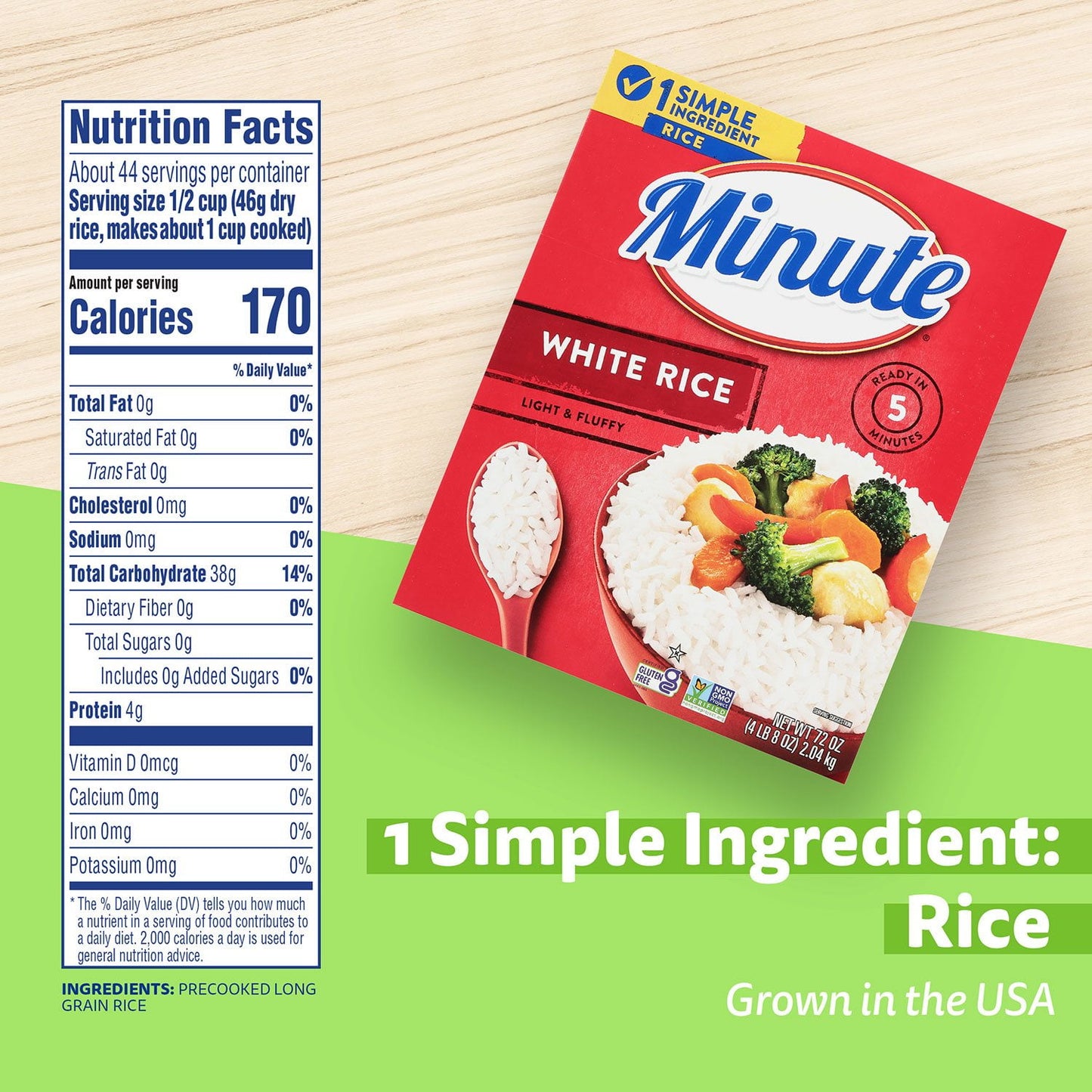 Minute Instant Light and Fluffy White Rice, 72oz.