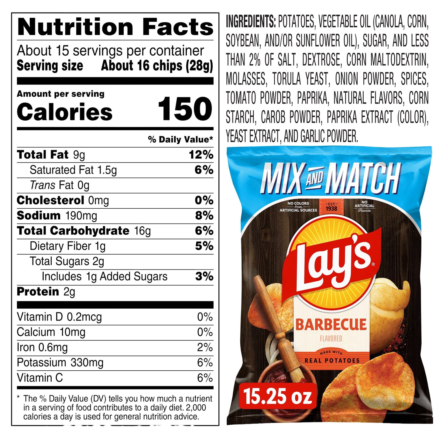 Lay's Barbecue Potato Chips, 15.25 oz.