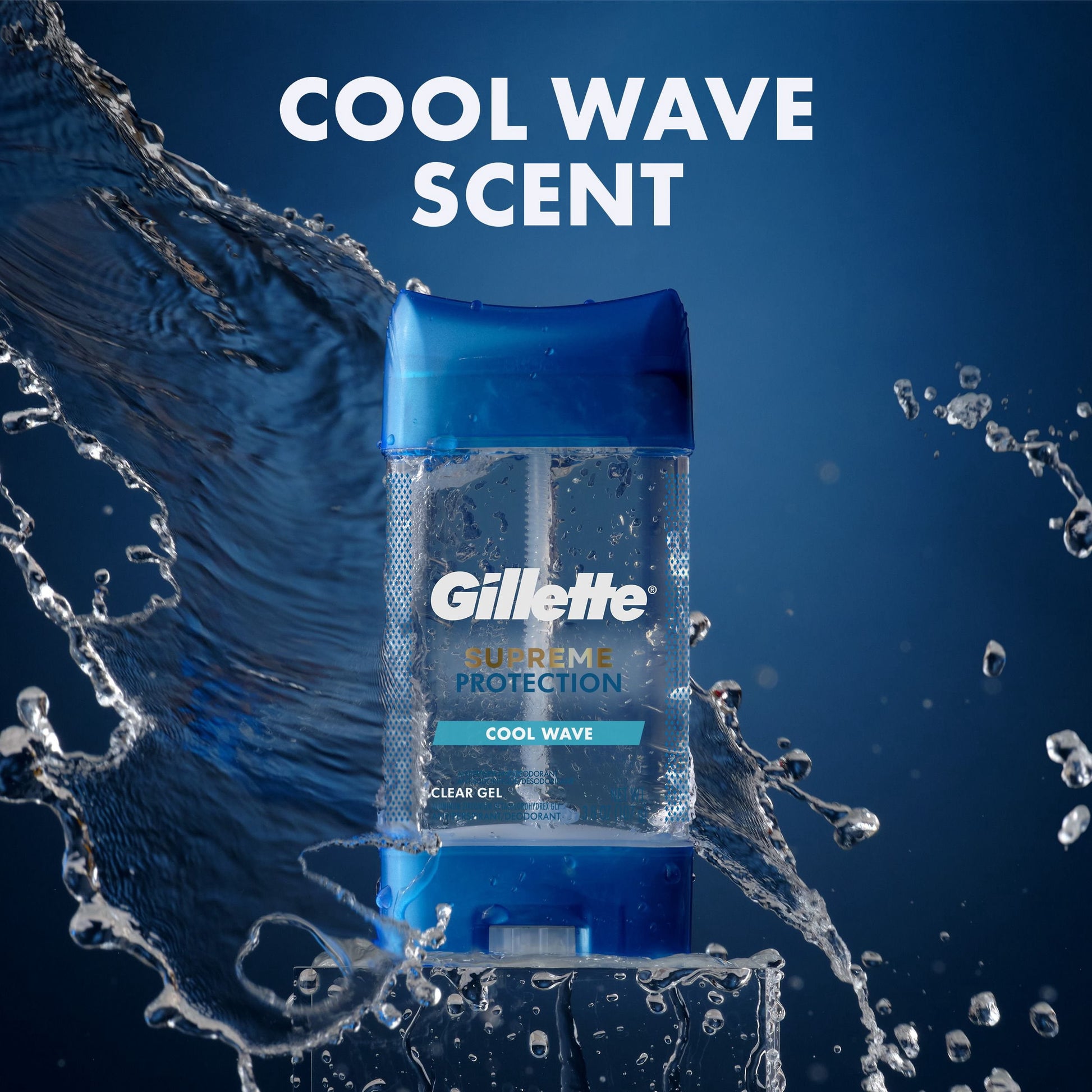 Gillette Supreme Maximum Strength Protection Men's Deodorant Clear Gel Antiperspirant, Cool Wave, 3.8 oz., 5 pk.