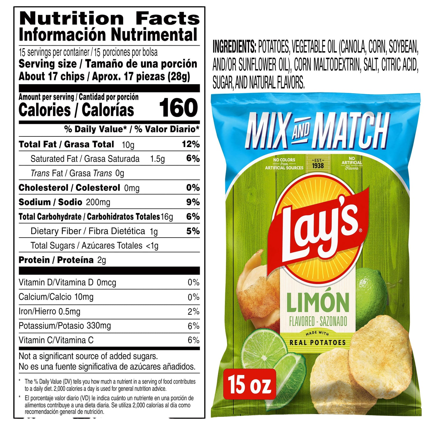 Lay's Limon Potato Chips, 15 oz.