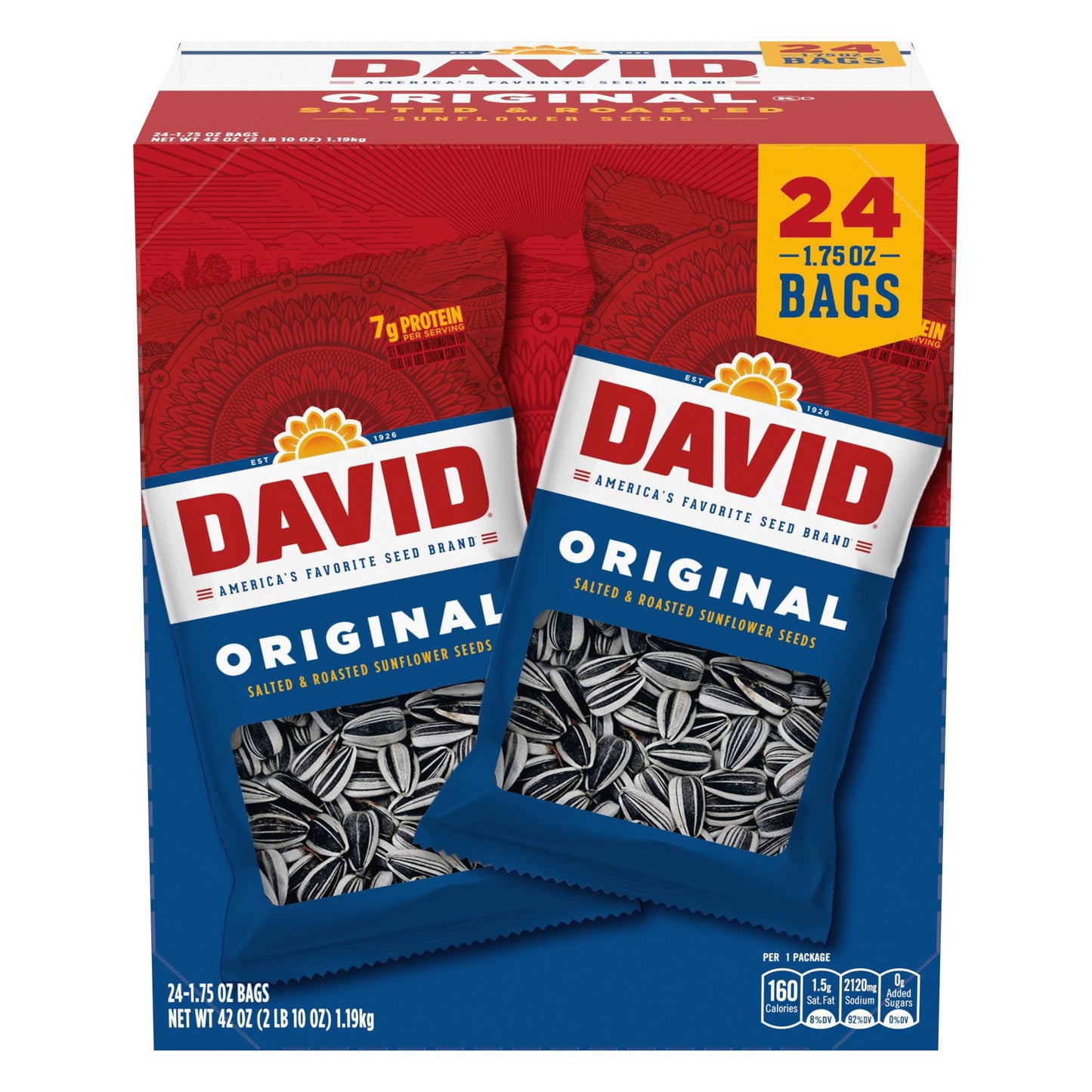 David Original Sunflower Seeds, 1.75 oz., 24 pk.