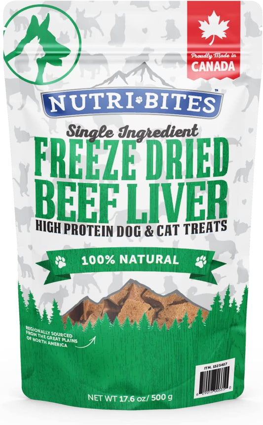 Nutri Bites Freeze Dried Liver Treats for Dogs & Cats - High-Protein Single Ingredient Freeze Dried Dog Treats, Beef Liver - Grain Free, Easy to Digest