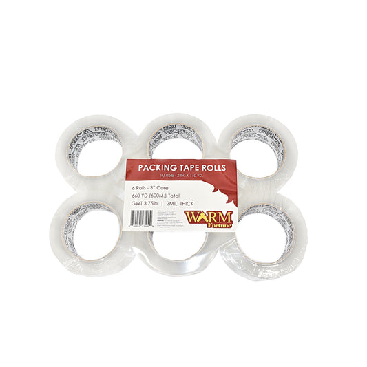 6 Rolls 2”x110YD, 2mil Carton Sealing Clear Packing Tape Box Shipping - Default Title