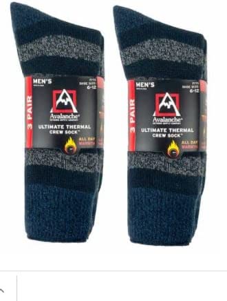 Avalanche Men's Ultimate Thermal Sock, 6 Pairs/2 Packs - Blue, Sizes 6-12