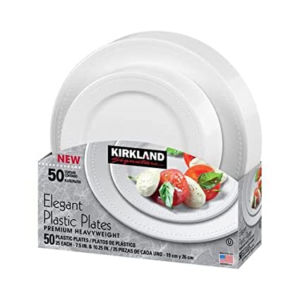 Kirkland Signature Elegant Plastic Plates Premium Heavy Weight Size