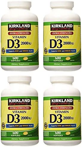 Kirkland Signature MNJHG Maximum Strength Vitamin D3 2000 I.U. 600 Softgels, Bottle Personal Healthcare/Health Care 4 Pack