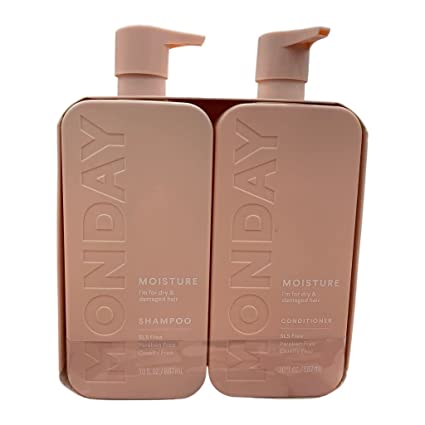 MONDAY Moisturizing Shampoo and Conditioner Set for Dry and Damaged Hair 2 Pk, 30 oz (1 Shampoo + 1 Conditioner)