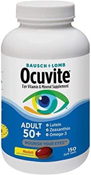 Adema Bausch + Lomb 0-cuvite Adult 50+ Vitamin &. Mineral Supplement with Lutein, Zeaxanthin, and Omega-3, Soft Gels