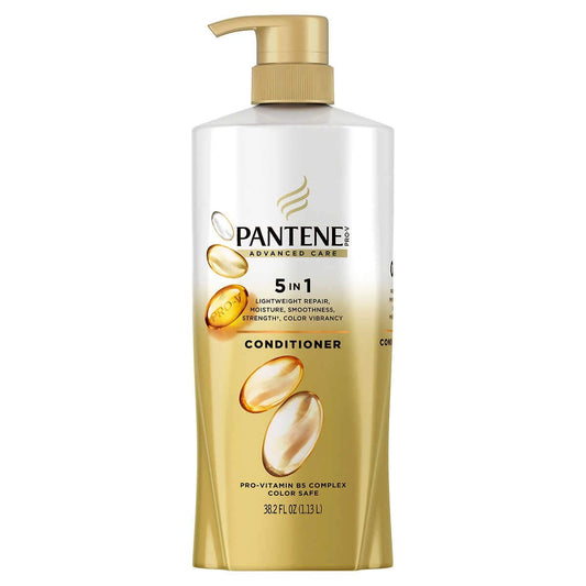 Pantene Pro-V Advanced Care Conditioner 5 in 1 Moisture, Pump Bottle, Best Conditioner for Smooth, Lightweight, Strong and Color Vibrant Hair, 38.2 Ounce (Pack of 9)