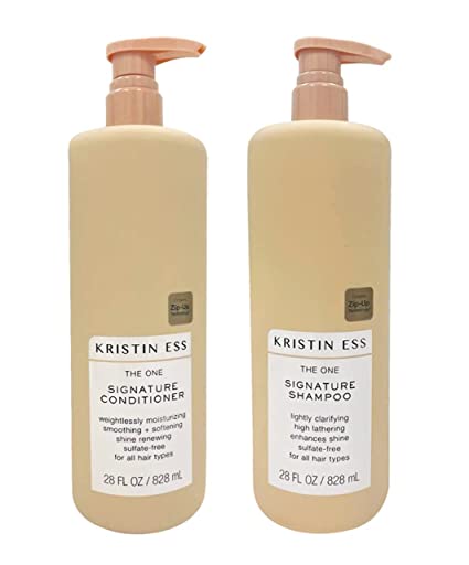 Kristin Ess One Signature Shampoo and Conditioner Set Sulfate-free, Color Safe, Vegan, Lightly Clarifying, High Lathering, for all Hair Types, 28 fl oz, 2 Piece Set